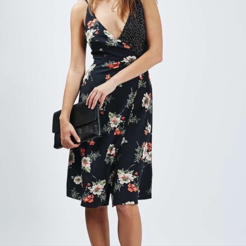 Topshop floral polka dot Wrap Dress
